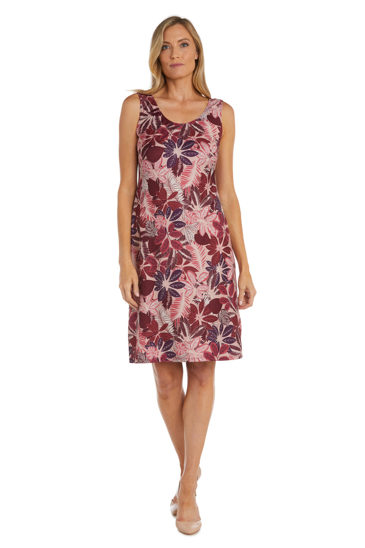 Short Daytime Floral Dress with Chiffon Blouse Overlay