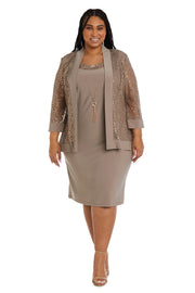Sequined Jacket Dress - Plus