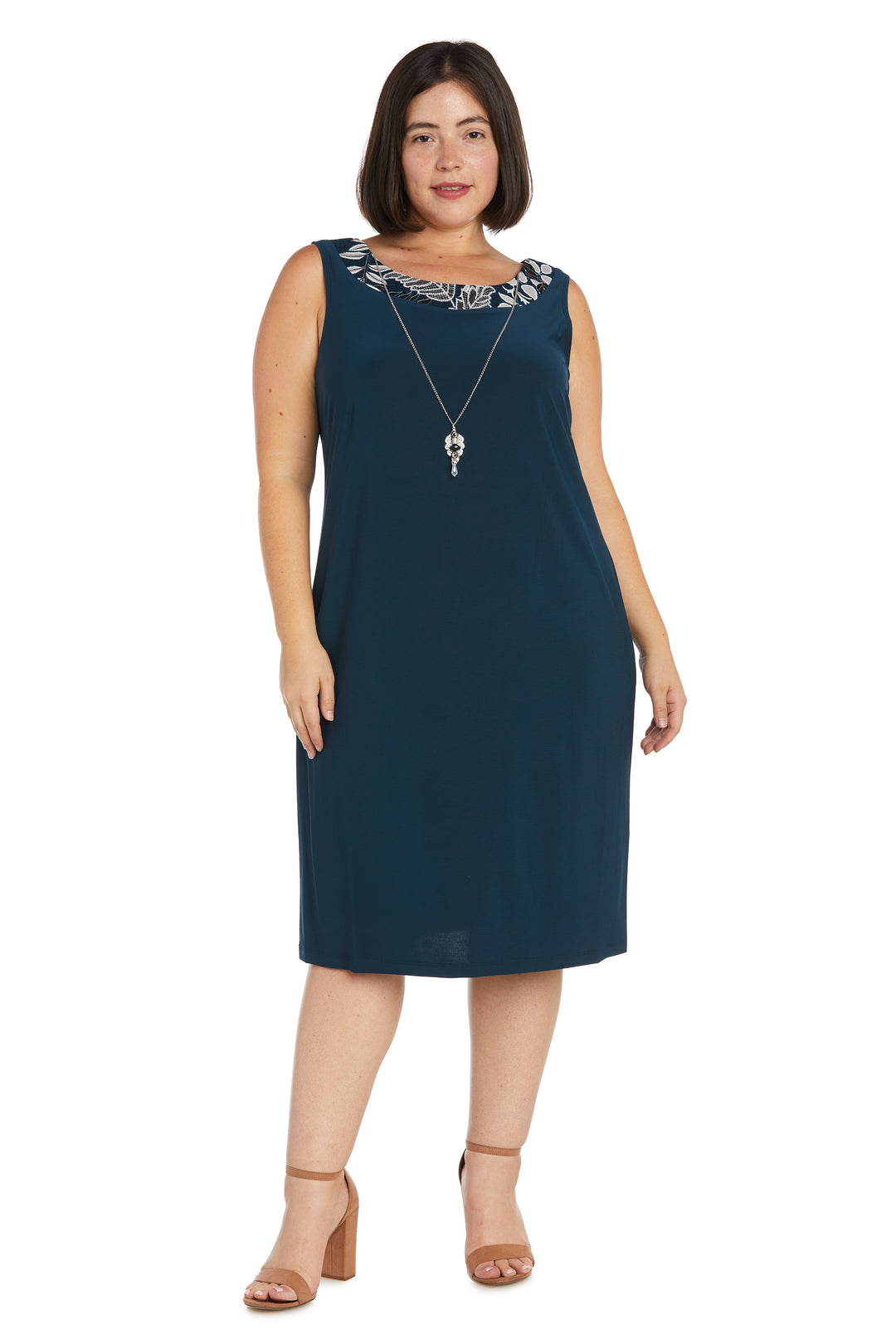 r & m richards necklace dress & metallic trim jacket Jacket Dress With Necklace