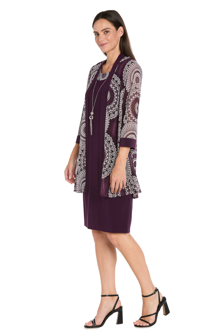 Circular Patterned Jacket Dress - Petite
