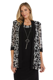 Geometric Pattern Puff Print Jacket Dress