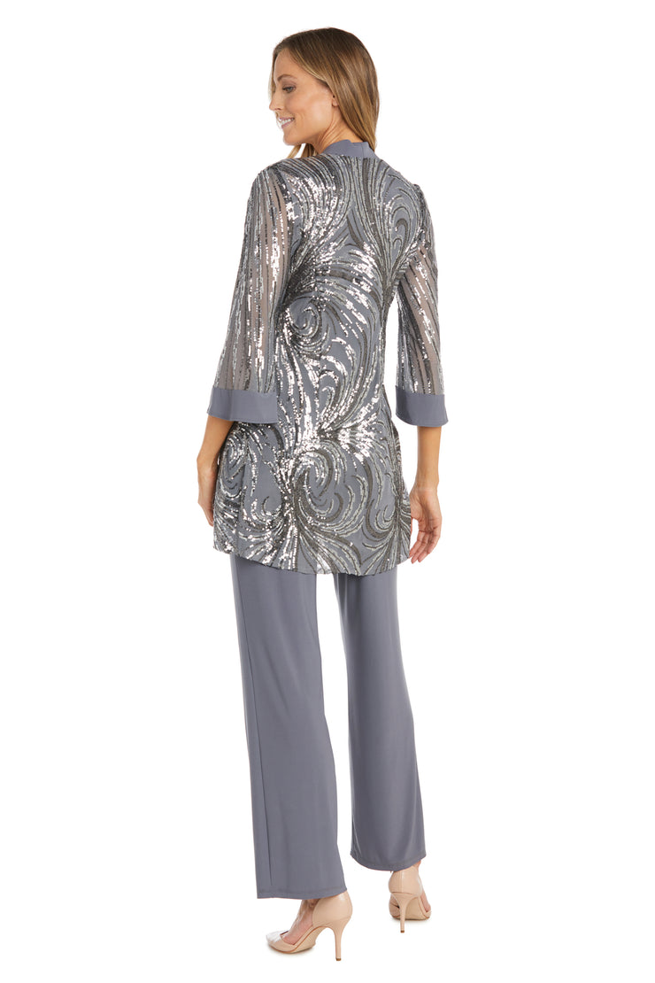 Three Piece Pant Suit with Sheer Inserts, Beading and Diamante – R&M  Richards