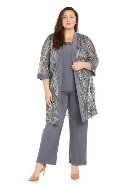 Pant Suit With Sequined Jacket - Plus