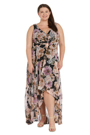 High-Low Floral Patterned Daytime Dress - Plus