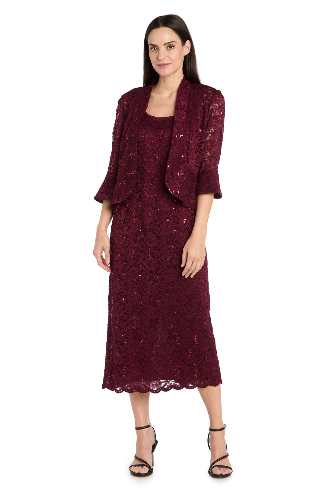 Lace Column Dress with Matching Lace Jacket – R&M Richards