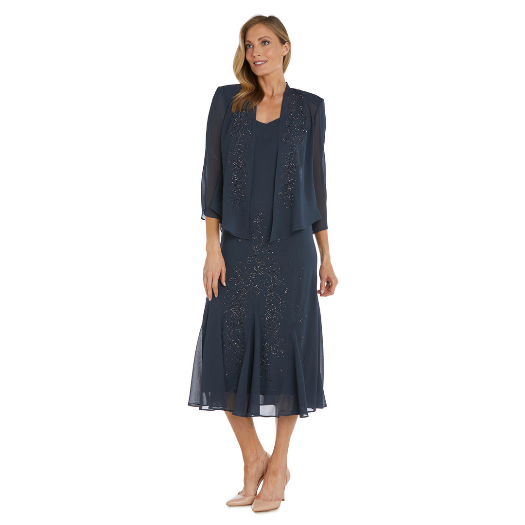 Beaded Slip Chiffon Jacket Dress – R&M Richards
