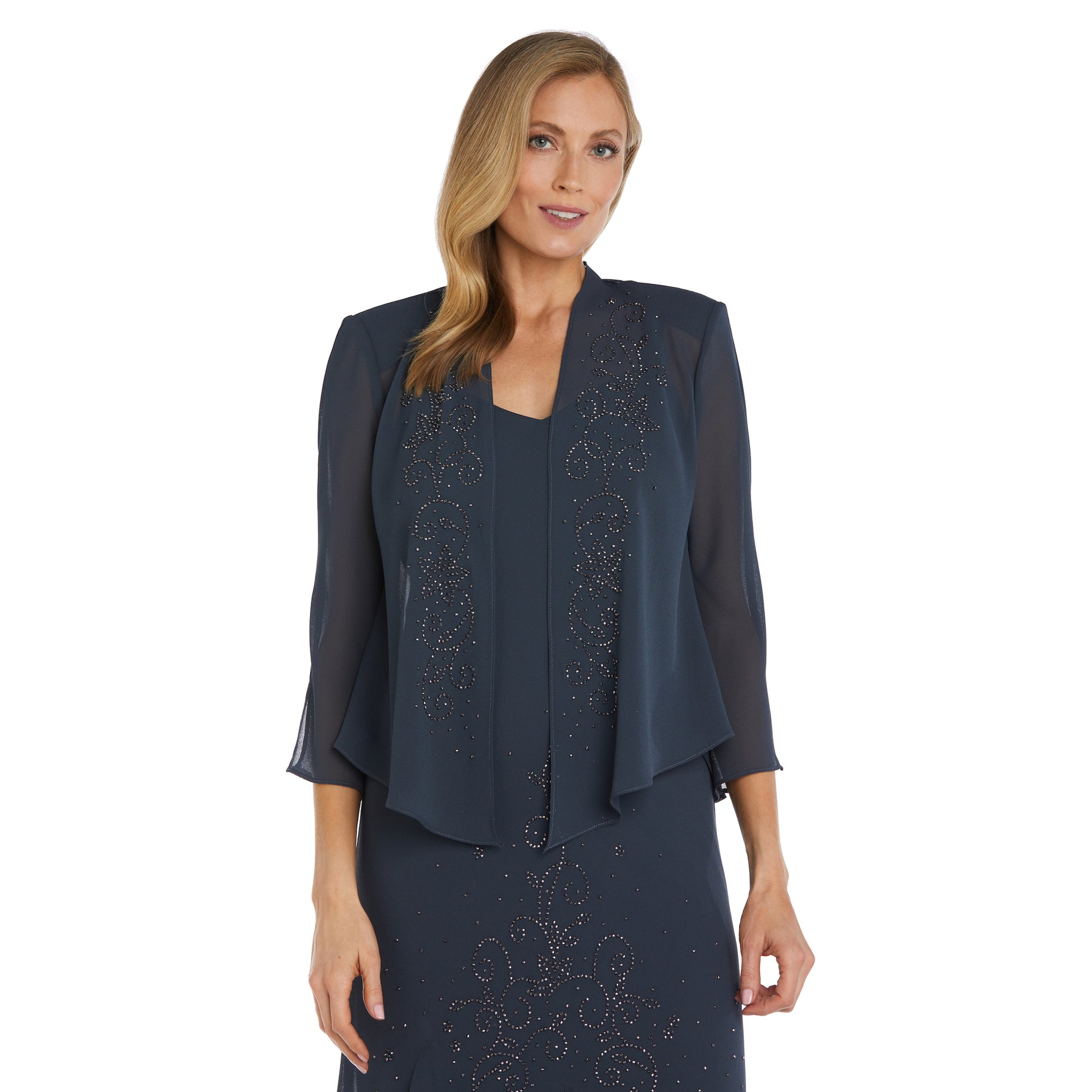 Beaded Slip Chiffon Jacket Dress – R&M Richards