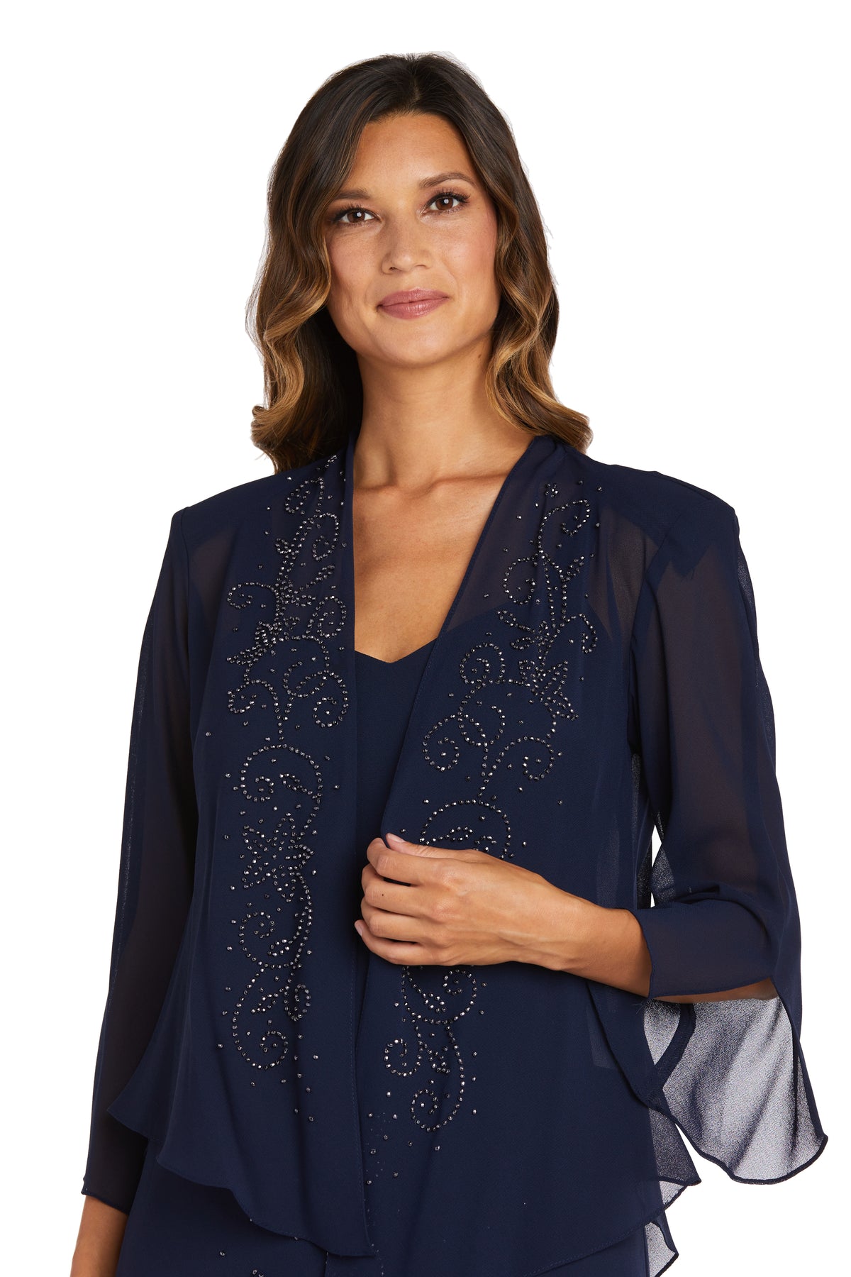 Beaded Slip Chiffon Jacket Dress – R&M Richards