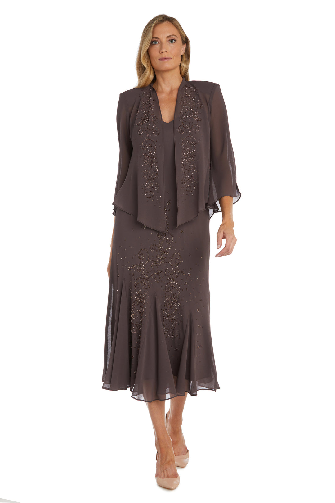 Beaded Slip Chiffon Jacket Dress – Black / 8 By R&M Richards