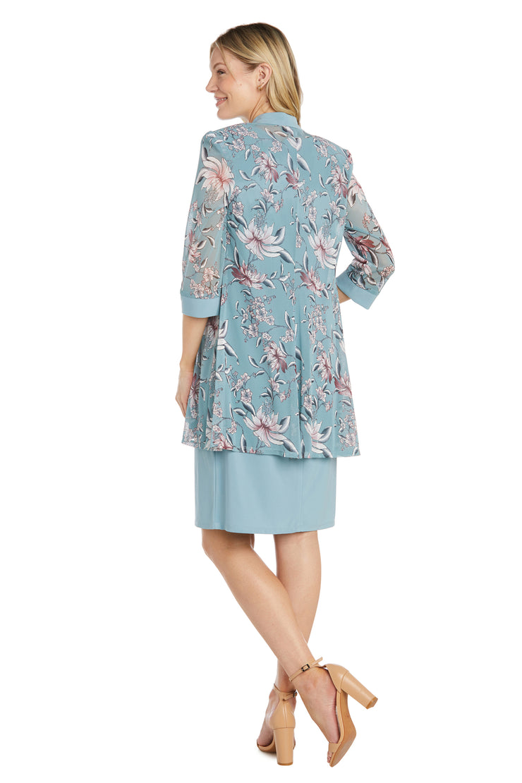Daytime Floral Printed Jacket Dress  With Detachable Necklace
