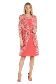 Daytime Puff Print Jacket Dress with Detachable Necklace - Petite