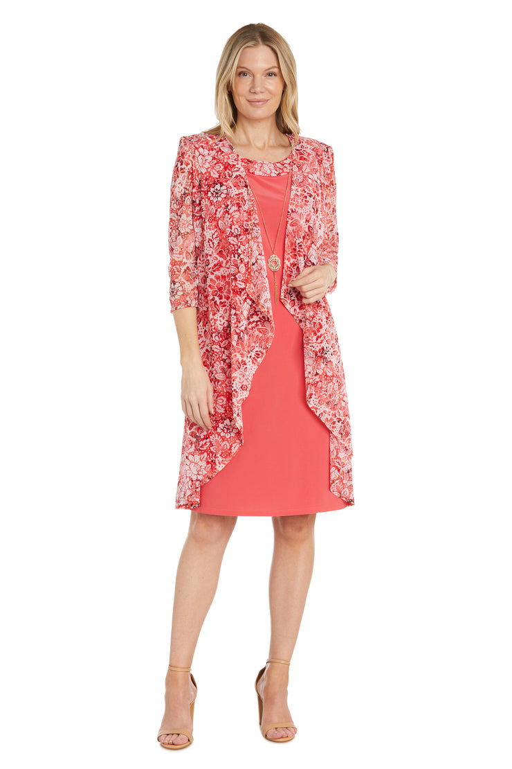 Daytime Puff Print Jacket Dress with Detachable Necklace - Petite