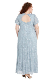 Mesh Sequined Embellished Dress - Plus