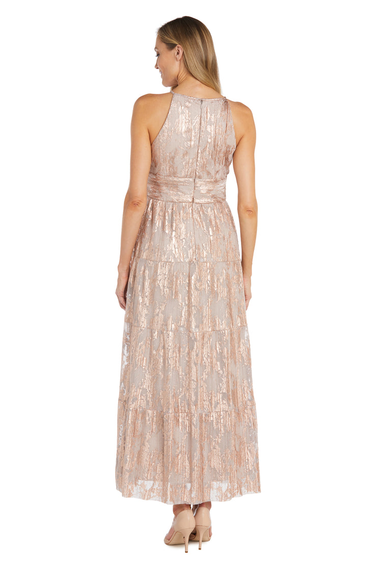 Halter Foil Printed Evening Gown R M Richards