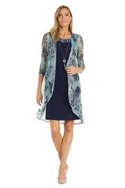 Printed Crinkle Jacket Dress With Detachable Necklace