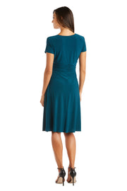 Faux Wrap Dress with Waist Embellishment - Petite