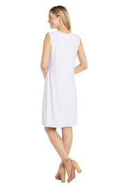 White Jacket Dress With Beaded Neckline