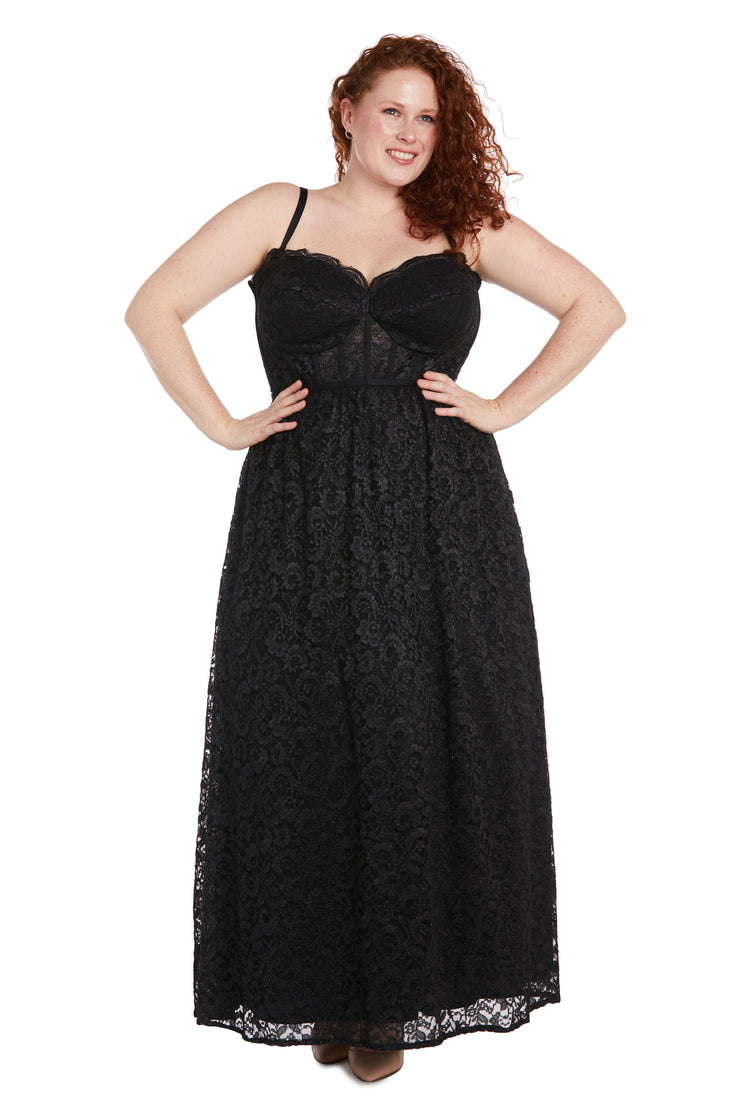 Strapless Glittery Lace Corset Dress - Plus