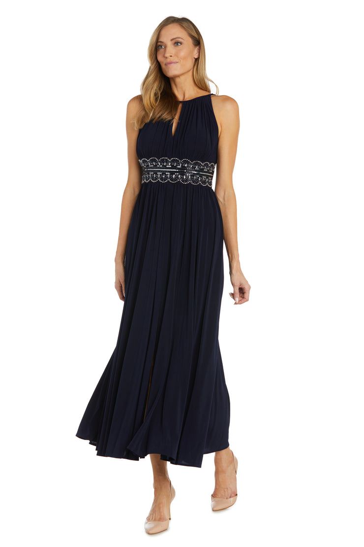 Sleeveless Long Gown With Beaded Waist R&M Richards Sleeveless Long Gown With Beaded Waist R&M Richards