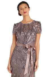 Maxi Dress with Embellishment and Satin Waist Tie - Petite