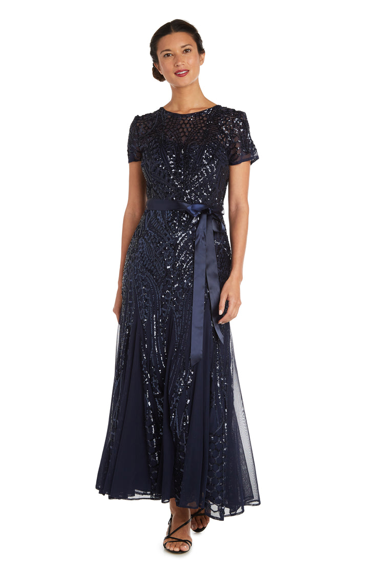 Maxi Dress with Embellishment and Satin Waist Tie
