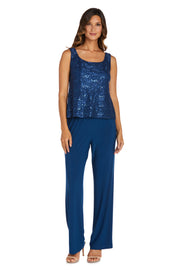 Metallic Lace Tank Top and Pant Set with Sheer Lace Jacket - Petite
