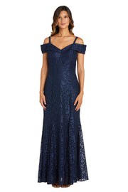 Off the Shoulder Fishtail Evening Gown with Full Body Shimmer Lace - Petite