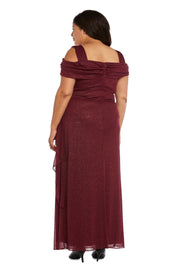 Long Empire Waist Chiffon Gown with Cowl Bodice - Plus