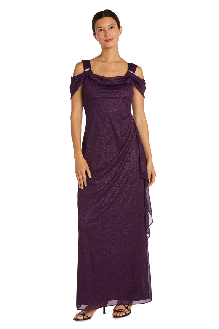 Long Empire Waist Chiffon Gown with Cowl Bodice