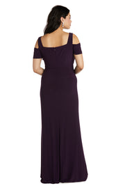 Nightway Full Length Evening Gown With Slit  - Plus