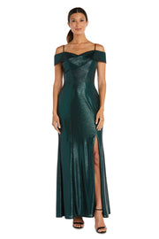 Nightway Long Shimmer Off the Shoulder Gown - Petite