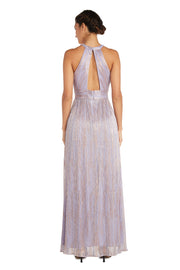 Long Shimmer Gown With Cut Outs and Open Back- Petite