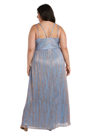 Nightway Long Shimmer Gown with Double Straps - Plus