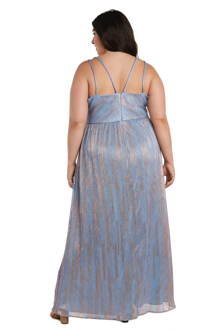 Nightway Long Shimmer Gown with Double Straps - Plus