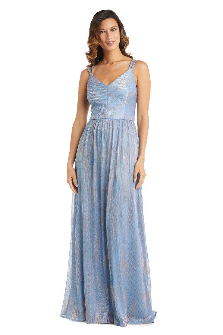 Nightway Long Shimmer Gown with Double Straps - Petite