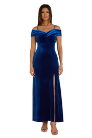 Nightway Stretch Velvet Evening Gown