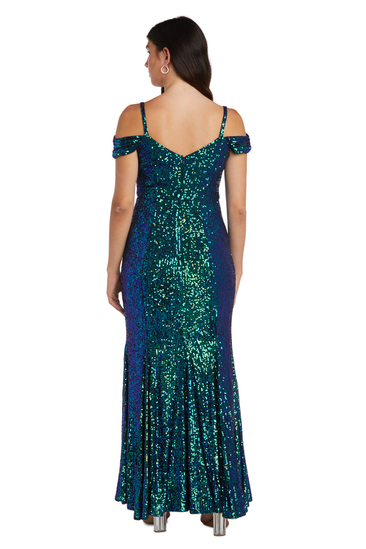 Long Off The Shoulders  Evening Gown With Sequins