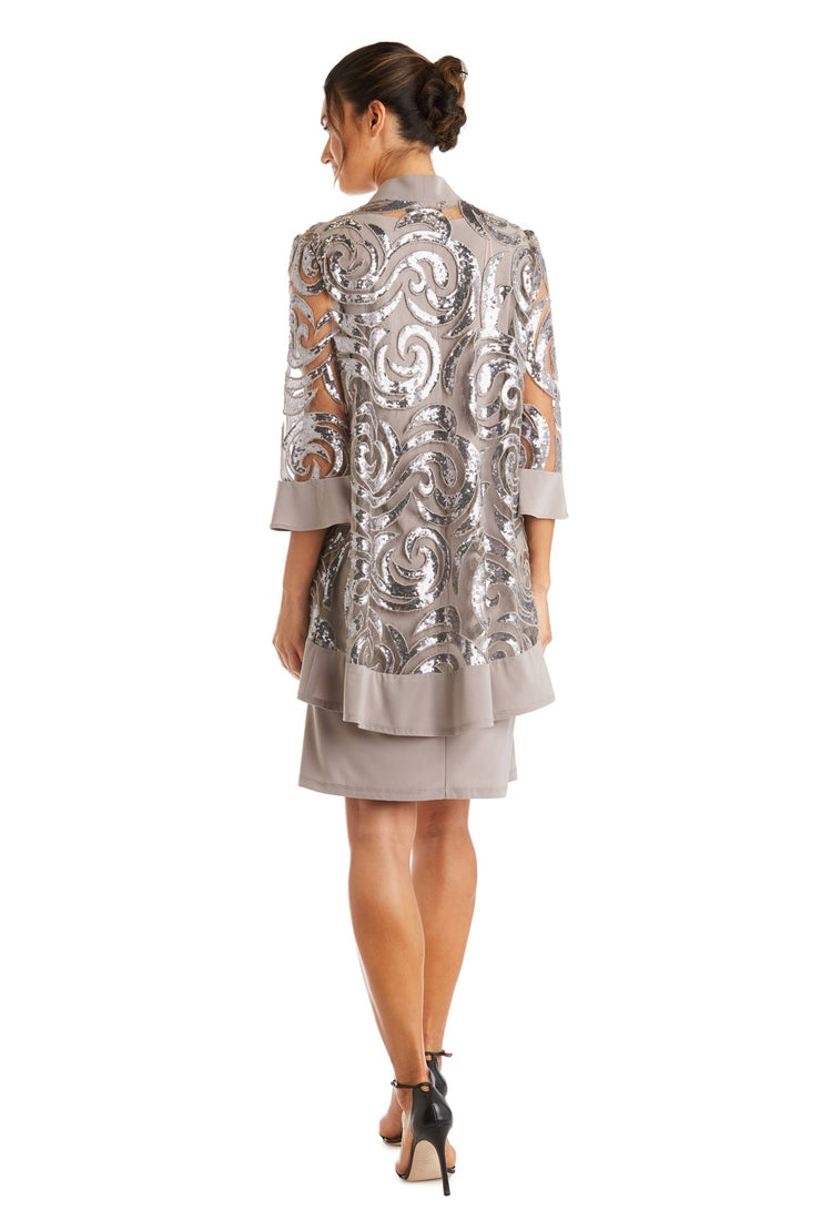 Two-Piece Sequin Swirl Jacket Dress  - Petite