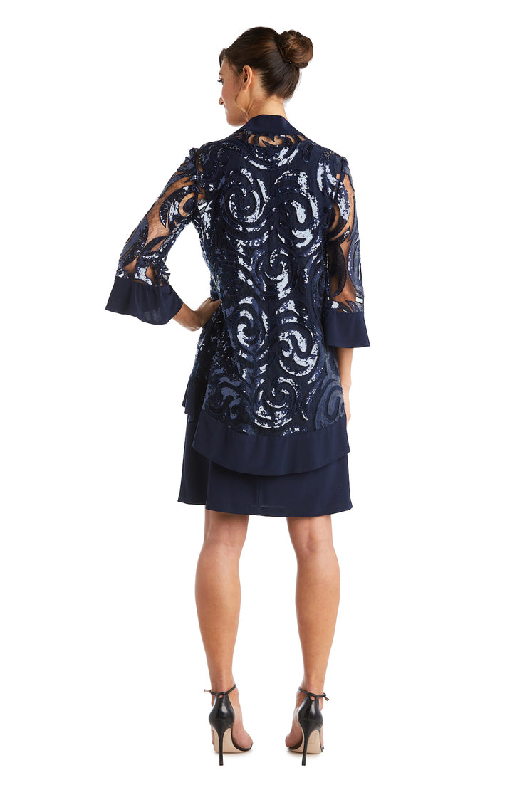 Two-Piece Sequin Swirl Jacket Dress  - Petite