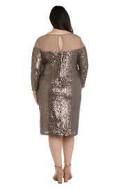 Short Sequin Dress With Illusion Bodice - Plus