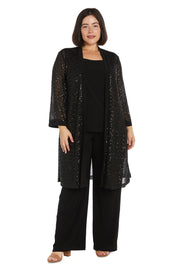 Three-Piece Sequin Pant Set with Matching Jacket - Plus