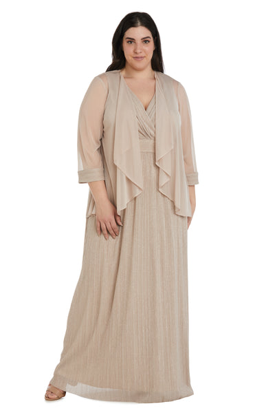Flyaway 3/4 Sleeve Jacket Over Long Dress - Plus