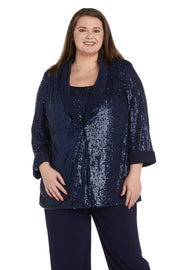 Beaded Jacket Set with Matching Pant - Plus