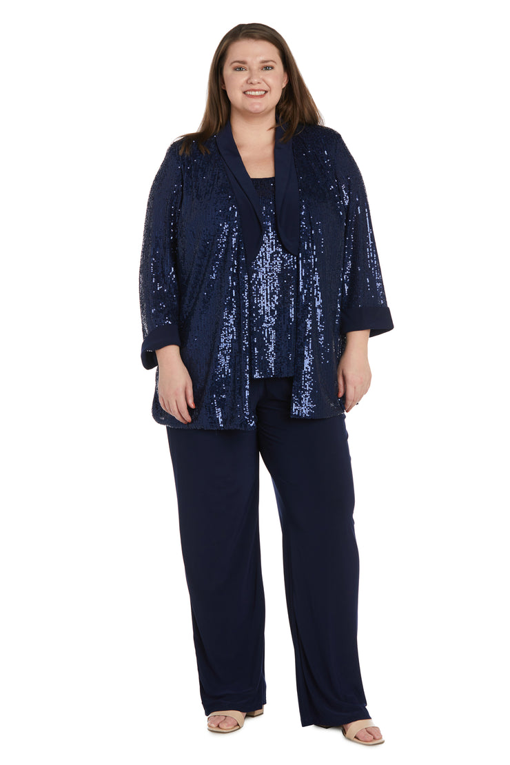 Beaded Jacket Set with Matching Pant - Plus
