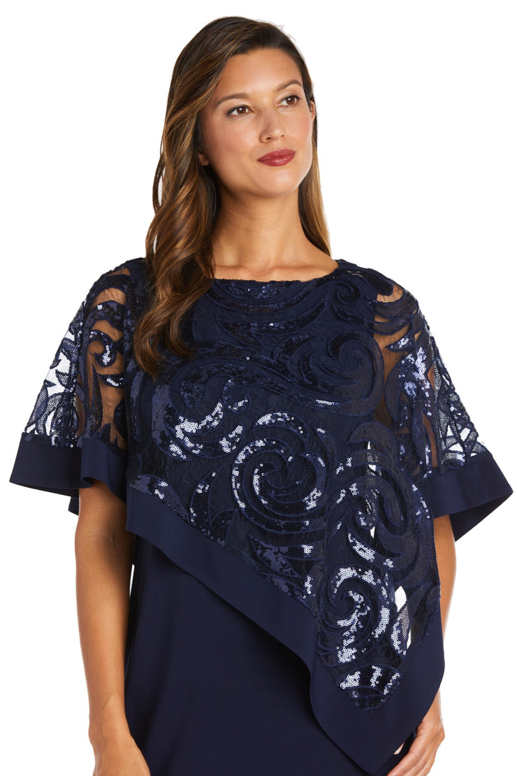 Two-Piece Sequin Swirl Poncho - Petite