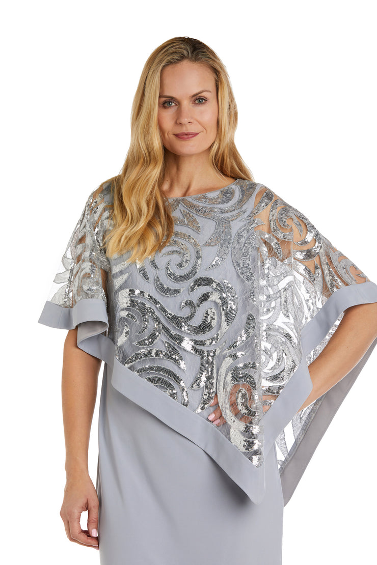 Two-Piece Sequin Swirl Poncho - Petite
