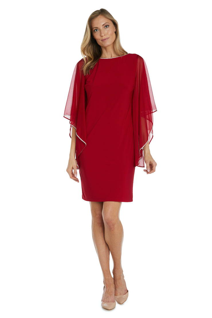 Short Sheath Dress with Chiffon Butterfly Sleeves