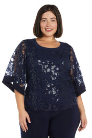 Two-Piece Sequin Tunic and Pant Set - Plus