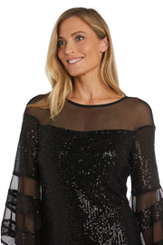 Short Sequin Dress with Bell Sleeves - Petite