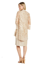 Elegant 3D Floral Jacket Dress - Petite